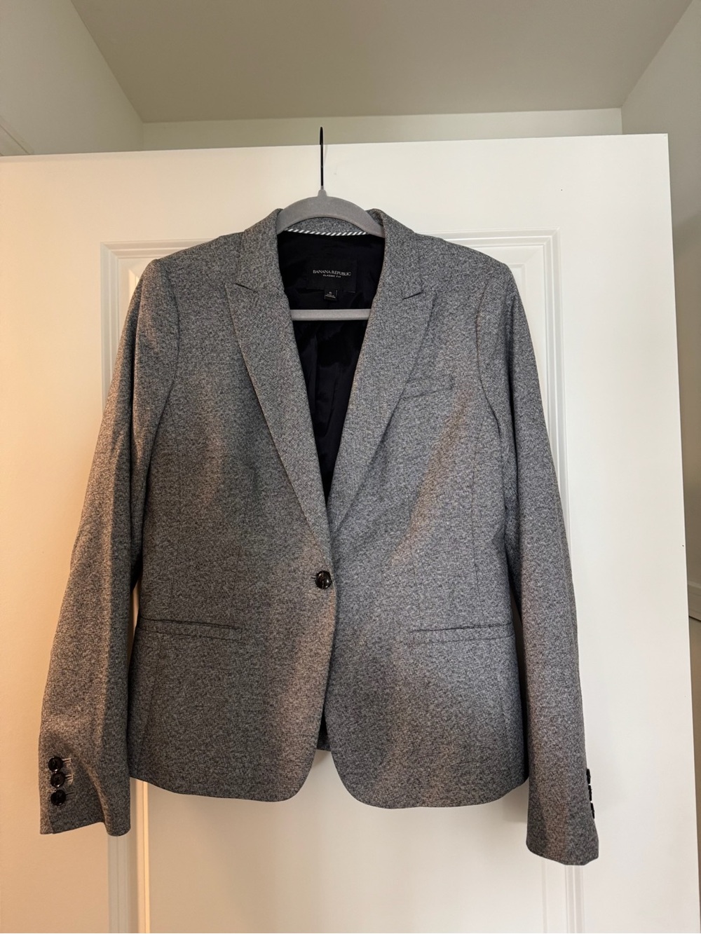 Banana Republic Heather Gray Women's Single-Button Blazer